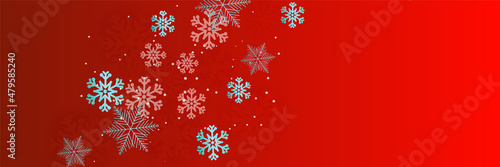 Bright snow red Snowflake design template banner