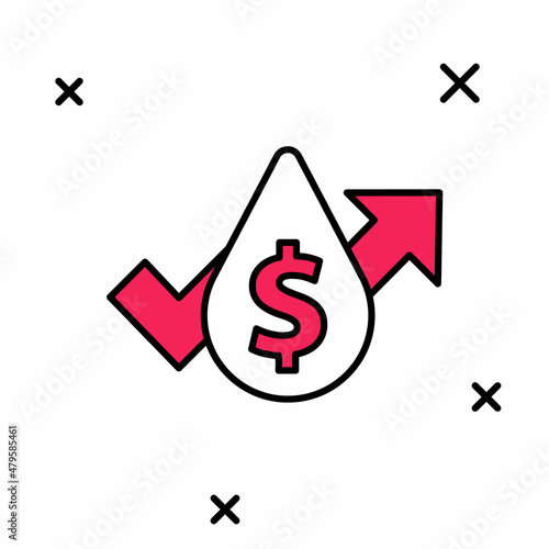 Filled outline Oil price increase icon isolated on white background. Oil industry crisis concept. Vector