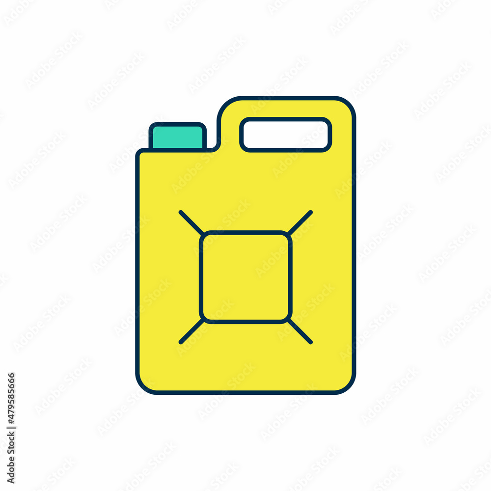 Filled outline Canister for gasoline icon isolated on white background. Diesel gas icon. Vector Filled outline Canister for gasoline icon isolated on white background. Diesel gas icon. Vector
