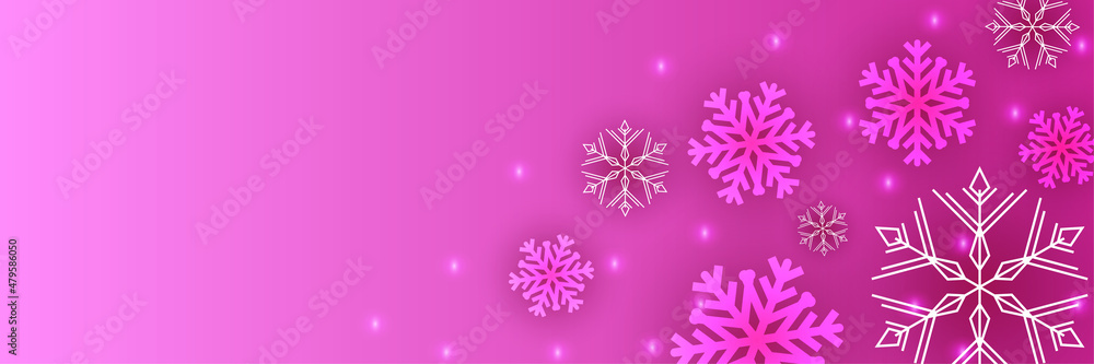 Snowy christmas pink Snowflake design template banner Snowy christmas pink Snowflake design template banner