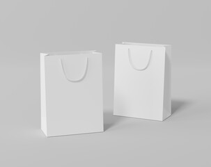 Empty  shopping bag for branding, white paper bag