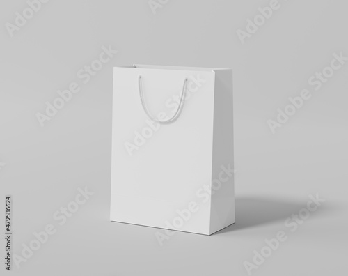 Empty  shopping bag for branding, white paper bag photo