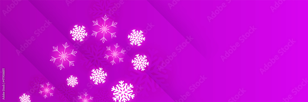 Winter background purple Snowflake design template banner