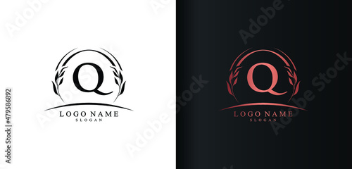 Abstract letter Q logo design, luxury style letter logo, text Q icon vector design