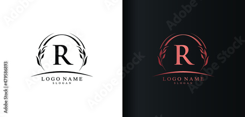 Abstract letter R logo design, luxury style letter logo, text R icon vector design