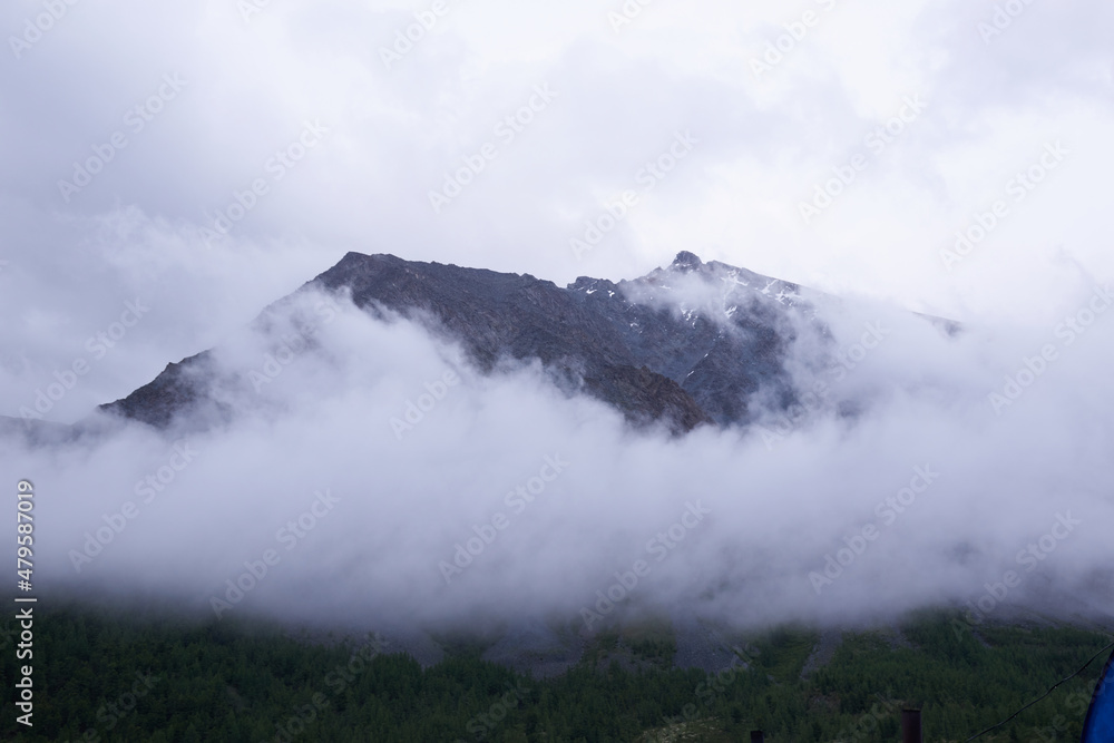 Altai mountains in a fog