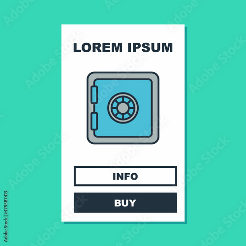 Filled outline Safe icon isolated on turquoise background. The door safe a bank vault with a combination lock. Reliable Data Protection. Vector