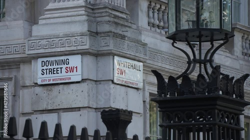Downing Street sign, Whitehall, Westminster, London photo