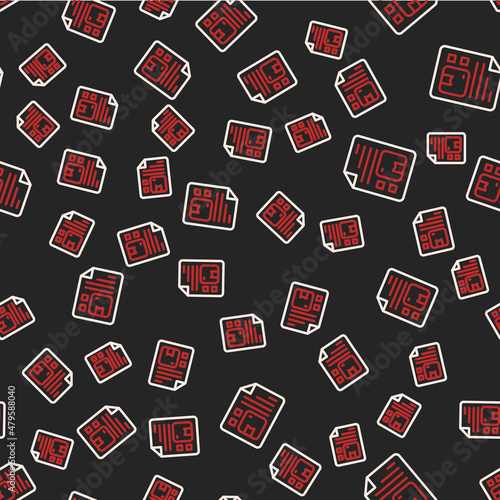 Line Waybill icon isolated seamless pattern on black background. Vector