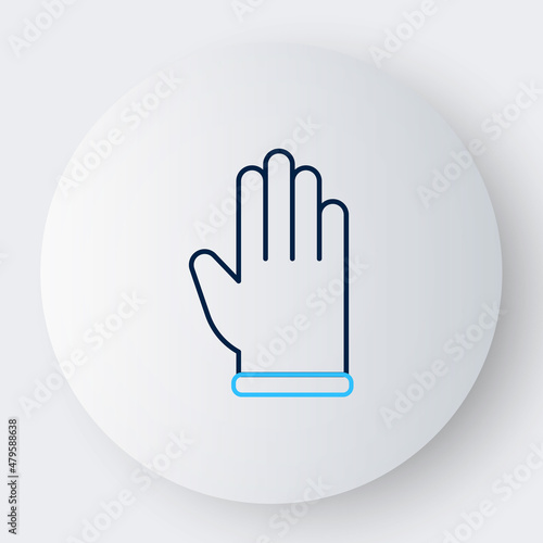 Line Rubber gloves icon isolated on white background. Latex hand protection sign. Housework cleaning equipment symbol. Colorful outline concept. Vector
