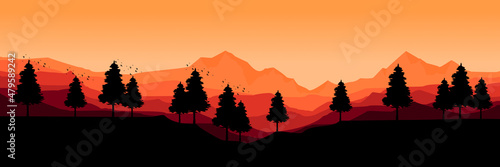 desert mountain sunset landscape flat design vector good for wallpaper design, design template, background template, and tourism design template