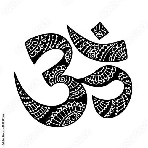 Om yoga logo esoteric art. Vector illustration. Design, hand drawn zenart