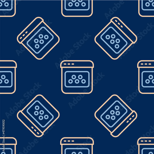 Line Taxi mobile app icon isolated seamless pattern on blue background. Mobile application taxi. Vector