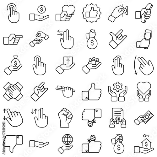Allhandgestures Flat Icon Set Isolated On White Background