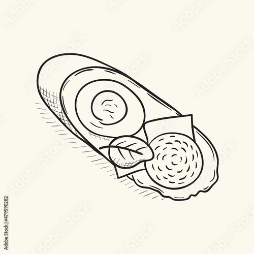 Sandwich. Black and white sketch vector illustration.