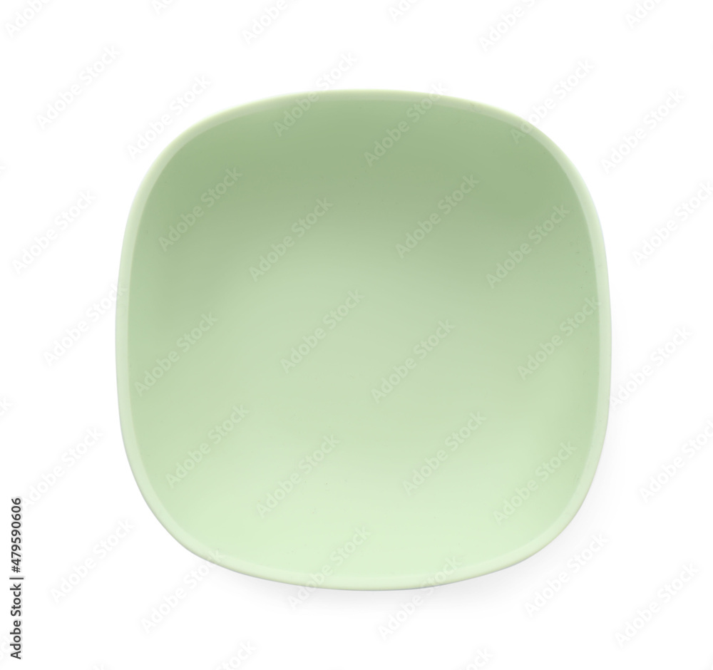 Plastic bowl isolated on white, top view. Serving baby food Plastic bowl isolated on white, top view. Serving baby food
