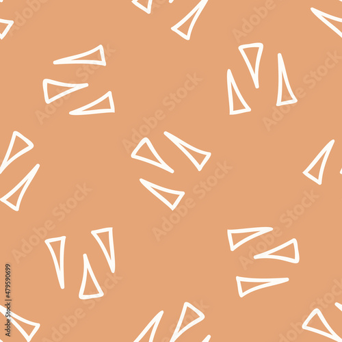 Gender neutral geometric shape seamless vector background. Simple whimsical abstract two tone pattern. Kids nursery wallpaper or scandi all over print. 