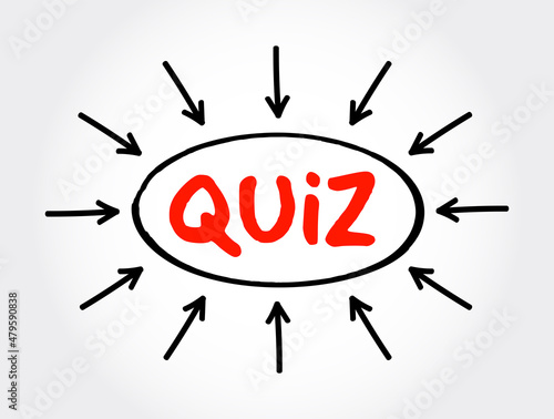 Quiz text with arrows, concept for presentations and reports