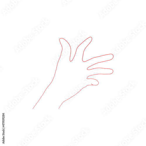 Line art sketch of a tense hand in an upright position before the fight