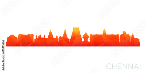 Fotografía Chennai, Tamil Nadu, India Low Poly Skyline Clip Art City Design