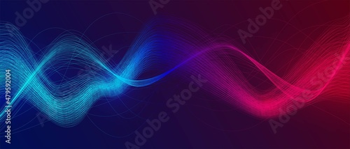 Vector abstract background. Neon thread connection design. The pattern is a gradient wave of lines. LED strip. Glow texture, milky Way, northern lights. Banner for social networks, technologies