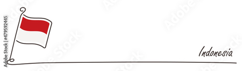 Indonesia national flag and copy space, handwritten style	