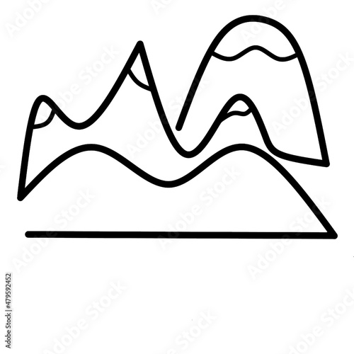 Diseño minimalista de una línea de montañas y colinas.