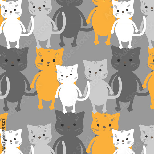 Seamless pattern funny cartoon cats
