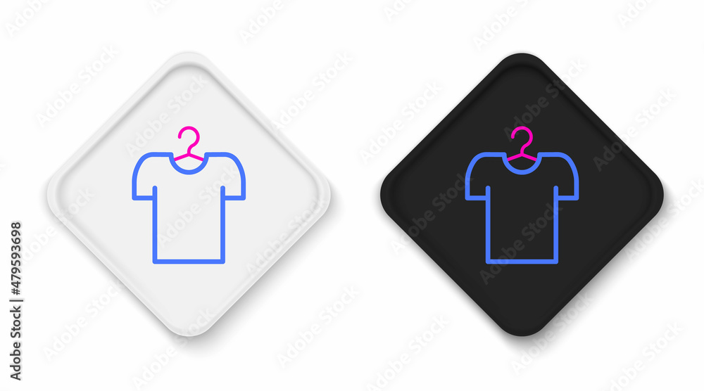 Line T-shirt on hanger icon isolated on white background. Colorful outline concept. Vector Line T-shirt on hanger icon isolated on white background. Colorful outline concept. Vector