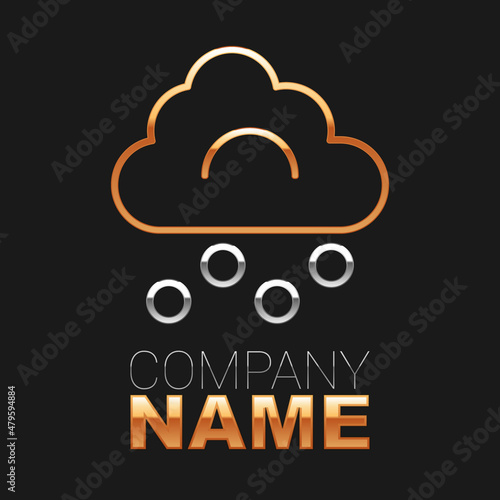 Line Hail cloud icon isolated on black background. Colorful outline concept. Vector