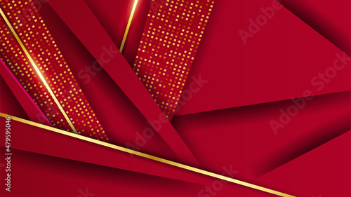 Luxury red gold background. Elegant business presentation banner. Vector illustration.