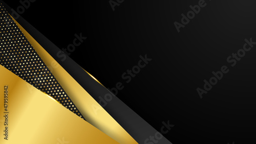 Luxury black gold abstract 3D background. Presentation background. Vector illustration