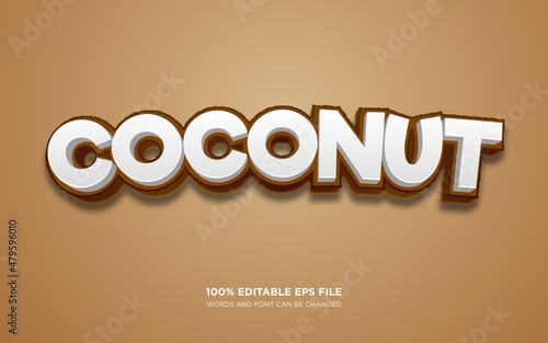 Coconut 3D editable text style effect	