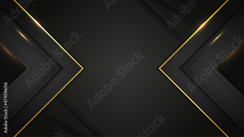 Luxury black gold abstract 3D background. Presentation background. Vector illustration