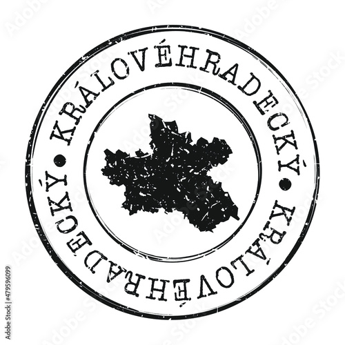 Hradec Králové Region, Czechia Silhouette Postal Passport. Stamp Round Vector Icon Map. Design Travel Postmark.