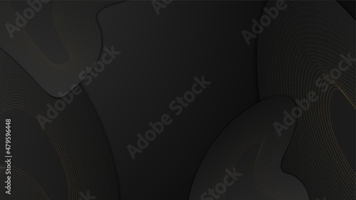 Luxury black gold abstract 3D background. Presentation background. Vector illustration