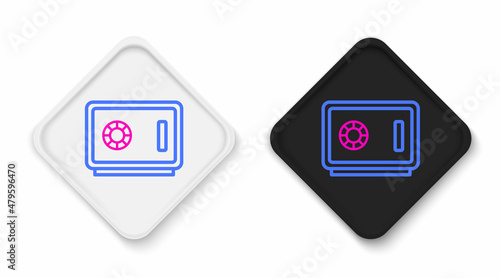 Line Safe icon isolated on white background. The door safe a bank vault with a combination lock. Reliable Data Protection. Colorful outline concept. Vector