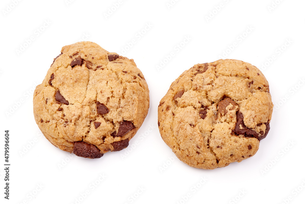 Chocolate chip cookies, isolated on white background. Chocolate chip cookies, isolated on white background.
