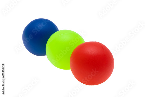 colored table tennis balls isolated