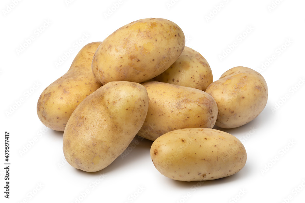Heap of fresh raw Levante potatoes isolated on white background Heap of fresh raw Levante potatoes isolated on white background