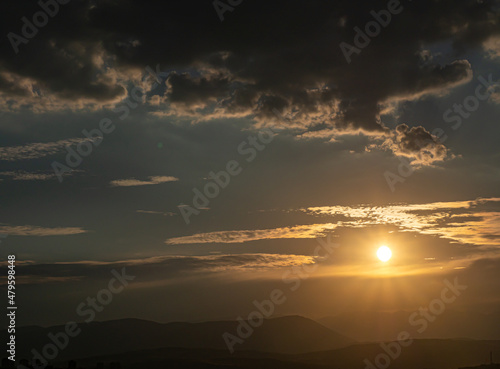 panorama of a fiery sunrise - sunset