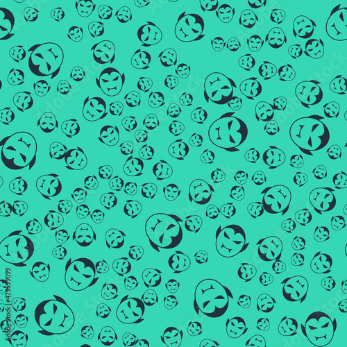 Black Vampire icon isolated seamless pattern on green background. Happy Halloween party. Vector