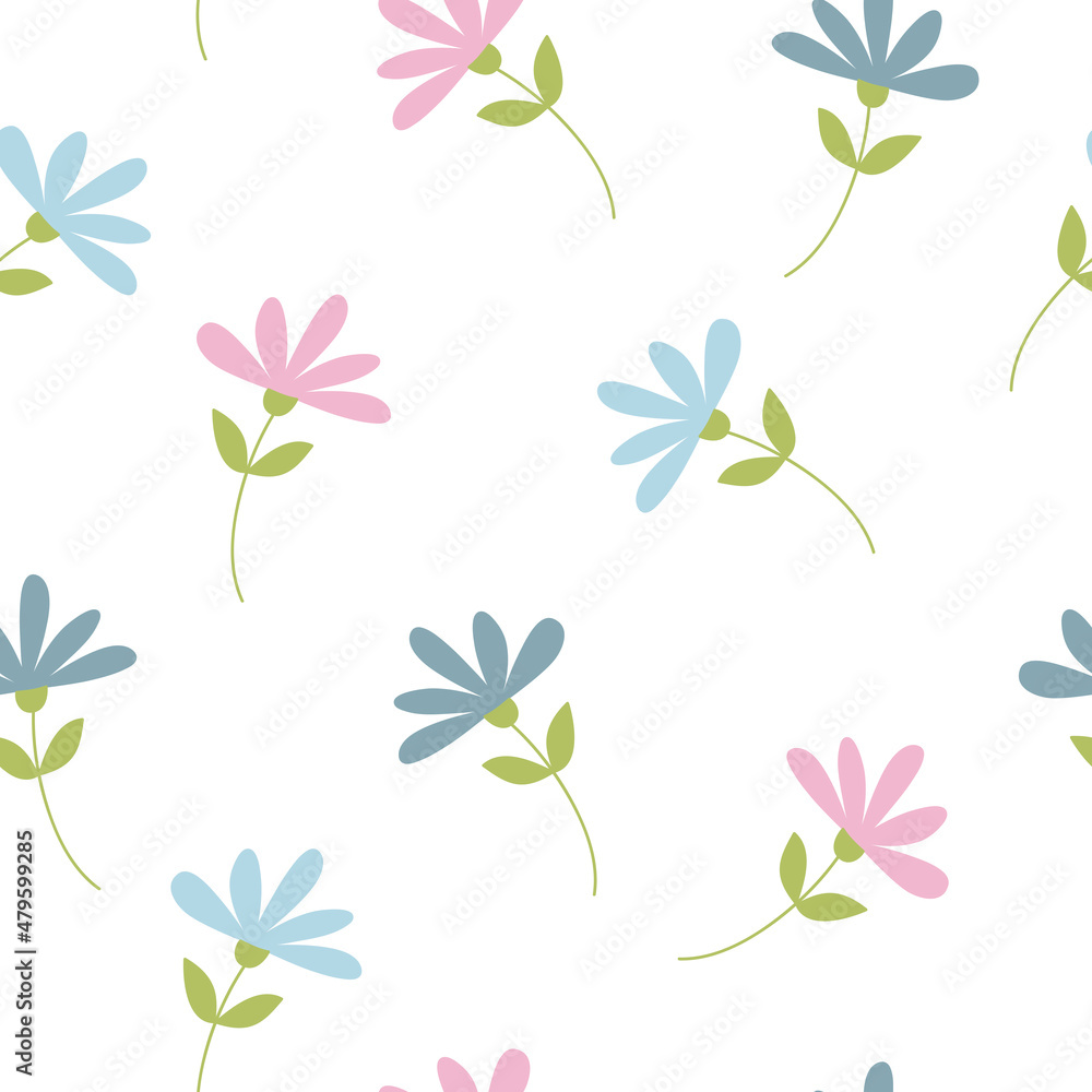 Seamless pattern of flowers. Floral pattern isolated on white ...