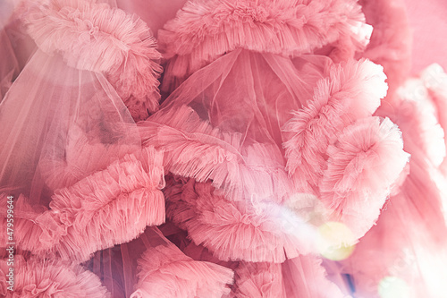 Lush frills of a tulle skirt close-up photo