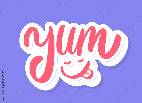 Yum. Yummy word. Vector handwritten lettering.