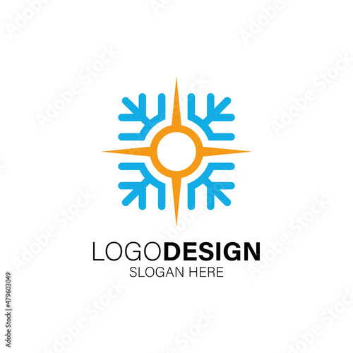 sun and snowflake logo design for your air conditioning and refrigeration company