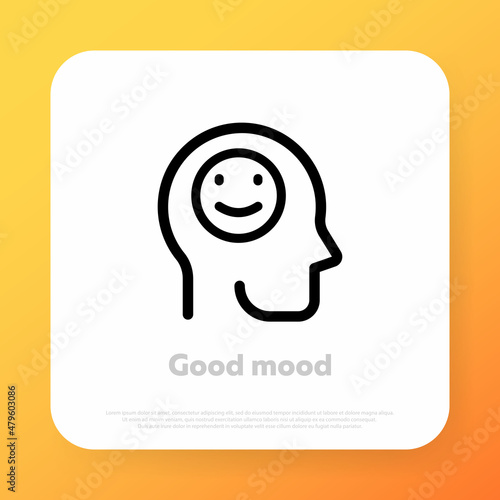 Good moo icon. Positive thinking concept. Vector line icon for Business and Advertising