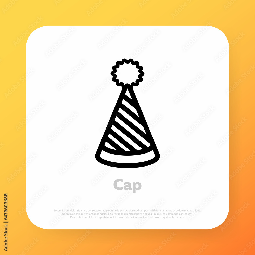 Cap icon. Birthday cap. Celebration concept. Vector line icon for Business and Advertising Cap icon. Birthday cap. Celebration concept. Vector line icon for Business and Advertising