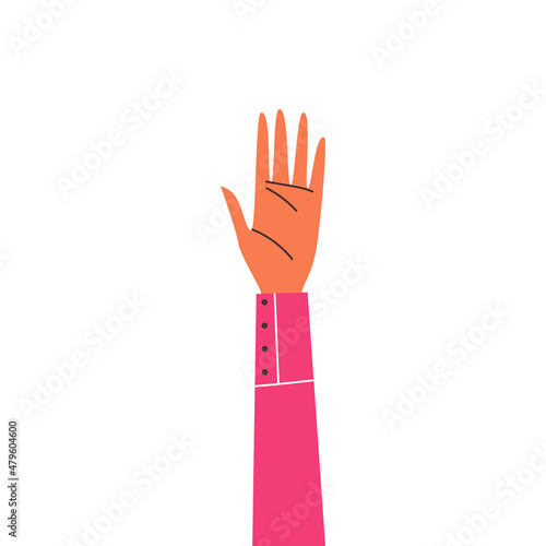 Raised arm for voting or multiracial community, vector illustration isolated.