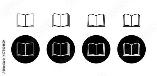 Book icon set. School notebook. Education process. Vector line icon for Business and Advertising